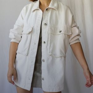 Ecru cream oversized 100% cotton Zara button up shacket